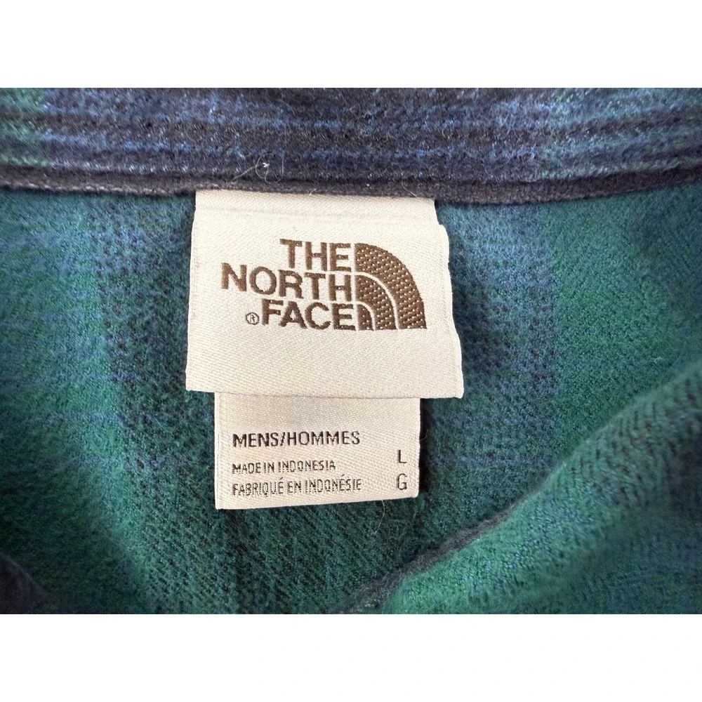 THE NORTH FACE Men's Large Flannel Plaid Single Pocket Shirt Green & Blue #1768